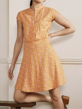 Boden Pineapple Tropical Short Sleeve A-Line casual summer dress size 6